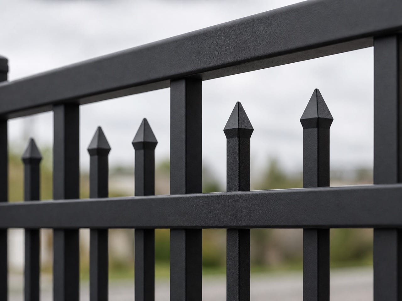 Black aluminum fence residential installation