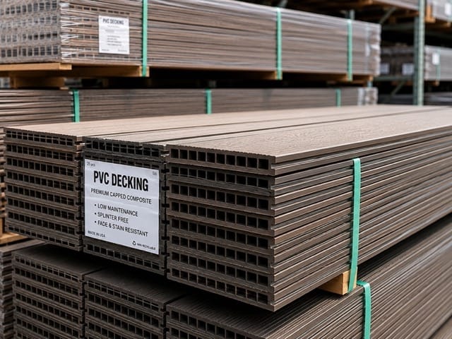 Stacked PVC decking boards