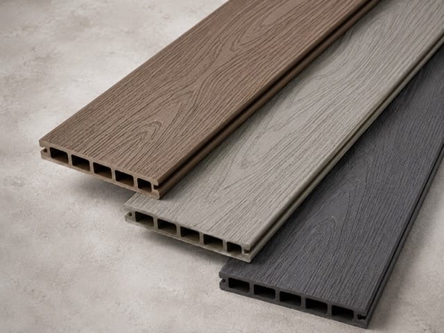 PVC decking boards laid side by side