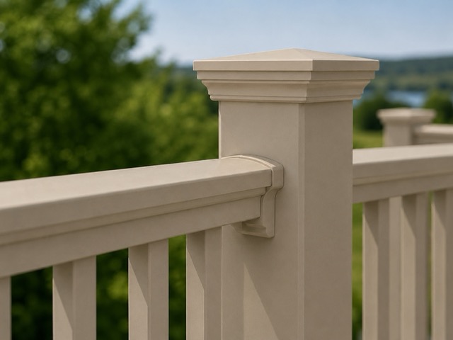 Adobe vinyl railing on deck