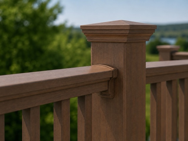 Mocha walnut vinyl railing on deck