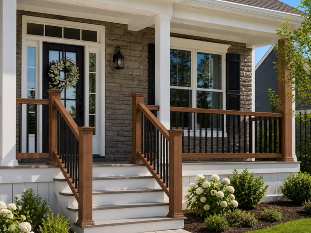 Mocha walnut vinyl railing stair section