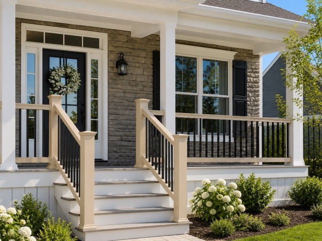 Tan vinyl railing stair section