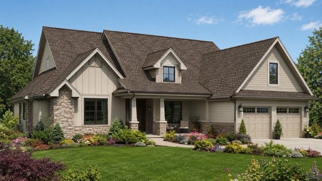 Residential home with GAF Timberline HDZ architectural shingles