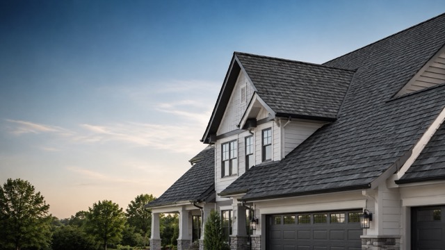 Residential home with a charcoal GAF Timberline HDZ shingle roof