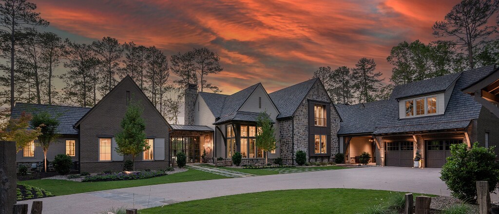 Home with Brava synthetic roofing at dusk
