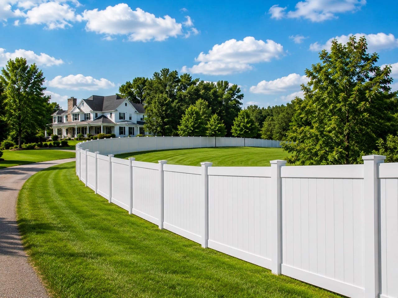 White vinyl privacy fence