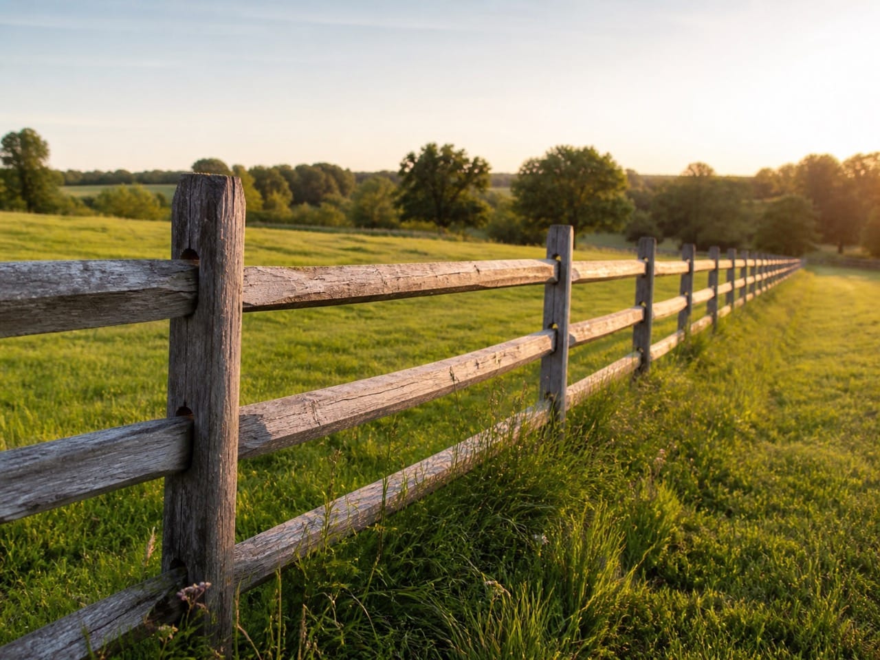 Wood picket fence