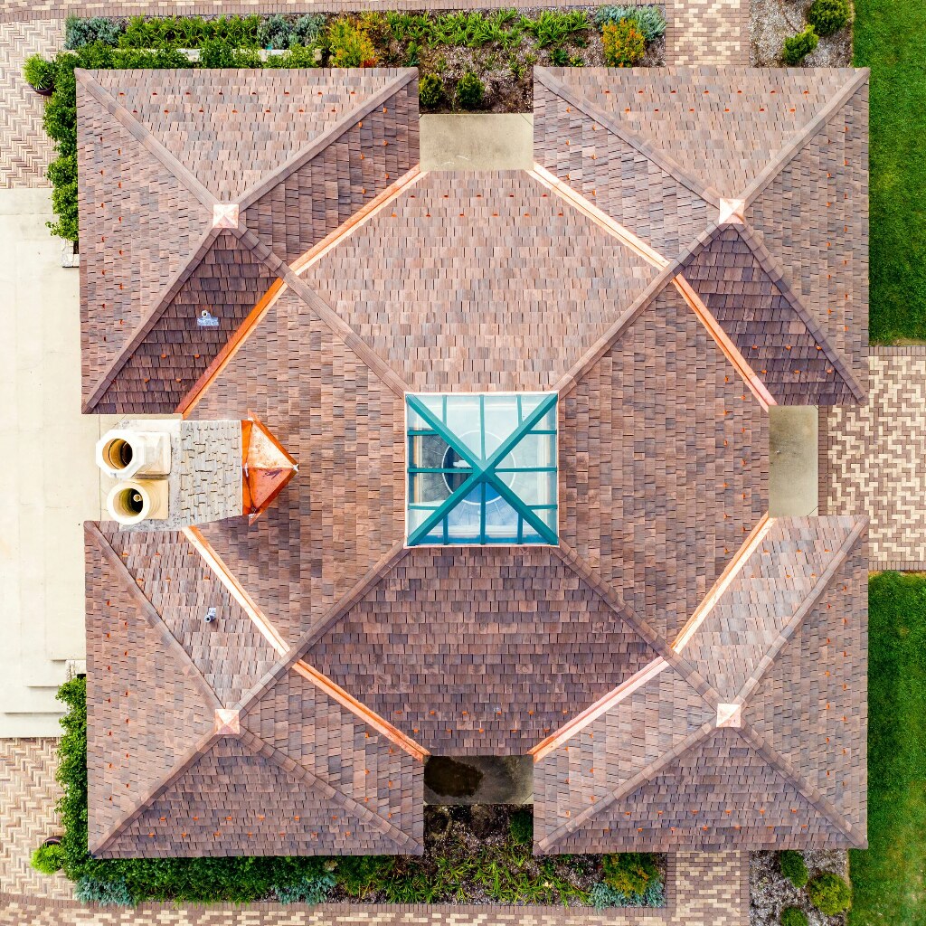 Synthetic cedar shake roof detail