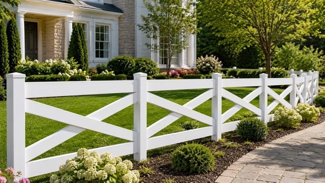 Crossbuck and Diamond vinyl fence related installation example 1