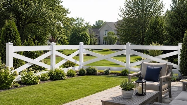 Crossbuck and Diamond vinyl fence related installation example 3