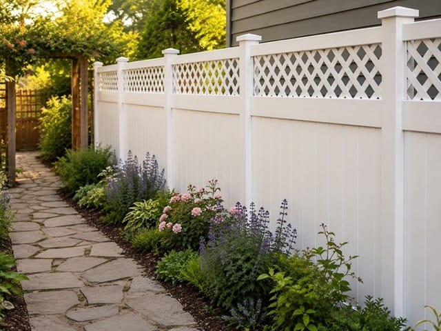 2-3/4" Diamond Lattice vinyl fence related installation example 1