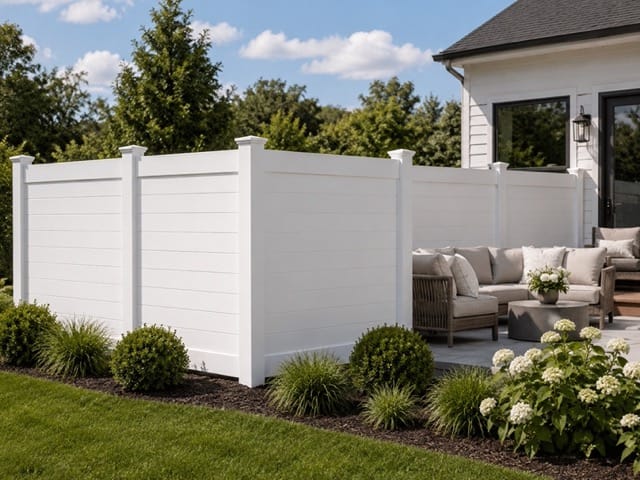Horizontal Privacy vinyl fence related installation example 1