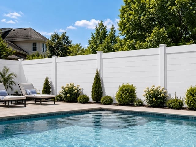 Horizontal Privacy vinyl fence related installation example 2