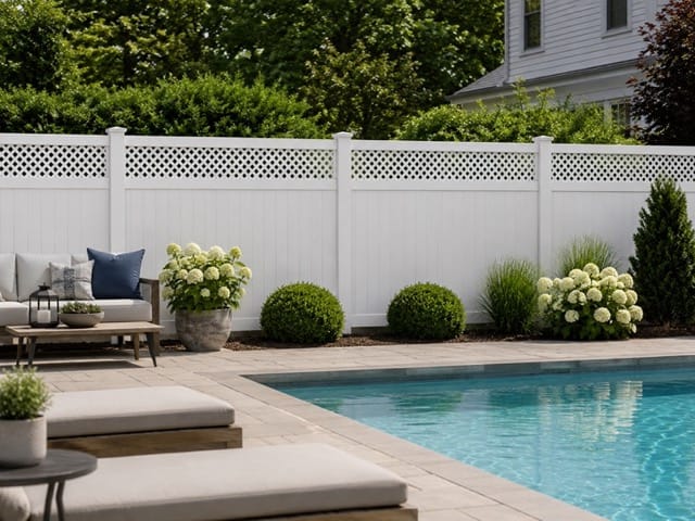 1" Mini Diamond Lattice vinyl fence related installation example 1