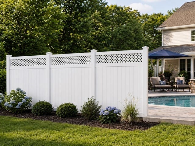 1" Mini Diamond Lattice vinyl fence related installation example 2