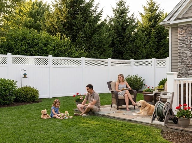 1" Mini Diamond Lattice vinyl fence related installation example 3
